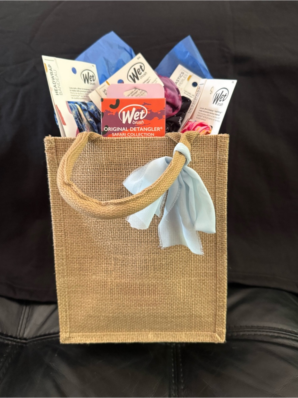 Wet Hair Care Set in Gift Bag with Light Blue Bow